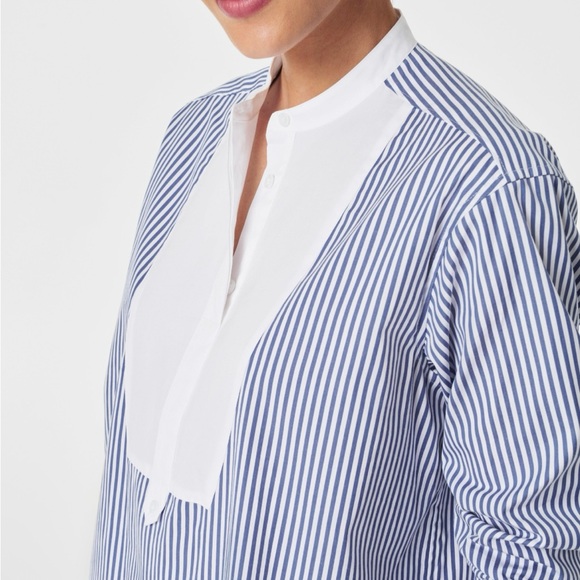 Spanx Blue and White Striped Blouse - Picture 4 of 6